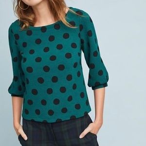 Anthropologie Sz M Textured Polka Dot Top by Maeve EUC